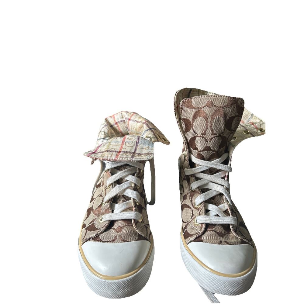 Coach Women’s Size 7B Bonney high Top Converse Style Sneakers - Picture 2 of 13